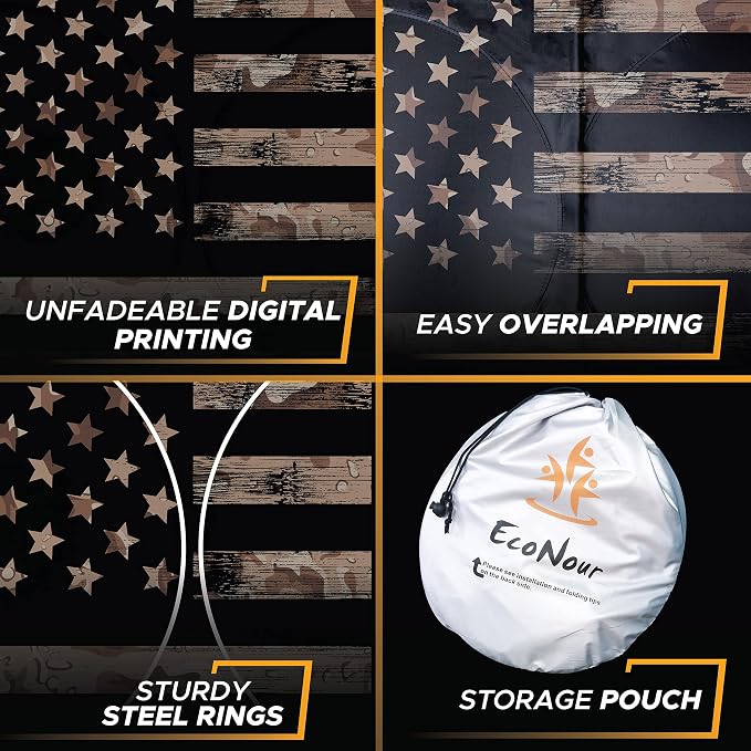 EcoNour Windshield Sun Shade for car & Window Tint – American Flag – UV & Heat Protection for Cars, Interior Cool Trucks, SUVs – Foldable Reflective Sun Visor 240T Windshield (64" x 34") - Image 4