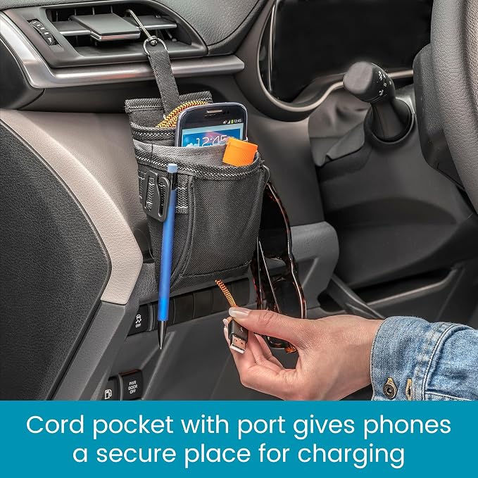 DriverPockets Car Vent Organizer - Hanging Phone Holder and Car Pen Holder | High Road Car Pouch Organizer Keeps Phones, Pens, Cords and Sanitizer on the Dashboard Within Easy Reach - Image 4