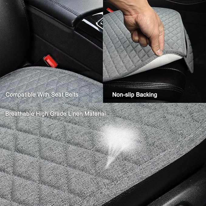 West Llama Linen Car Seat Covers,Bottom Seat Covers for Cars Include 1 Piece Front Driver Seat Pad Mat Universal Fits 90% Vehicles,SUVs,Cars,Sedans(1Piece-Gray) - Image 4