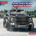 Autoamerics Truck Windshield Sun Shade with Storage Pouch & Anti-Slip Dashboard Pad - Foldable B&W American Flag Design Sunshade - Blocks Max UV Rays, Keeps Vehicle Cool | X-Large (66 x 36 inches) - Image 3