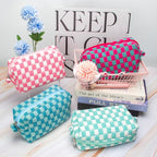 Checkered Makeup Bag for Purse, Small Cosmetic Pouch,Lake Blue,2 Pack | Cute Zipper Makeup Organizer for Women, Travel Essentials, Toiletries, Makeup Brushes, Beauty Accessories&Bridesmaid Gifts - Image 9