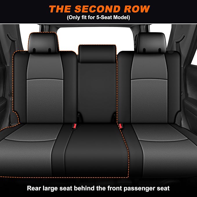Custom Fit Seat Covers for Toyota 4Runner 2011-2024 | Full Set Waterproof Airbag Compatible Car Seats Cover for 4Runner Accessories Black&Gray (5 Seats Model Only) - Image 2