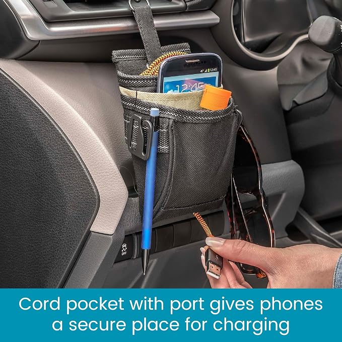 DriverPockets Car Vent Organizer - Hanging Phone Holder and Car Pen Holder | High Road Car Pouch Organizer Keeps Phones, Pens, Cords and Sanitizer on the Dashboard Within Easy Reach - Image 3