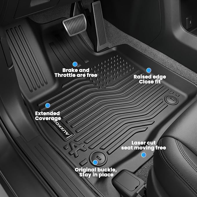 Auxko Floor Mats Fit for Kia Telluride 2020-2025 Bucket Seat | All Weather,All Season,Odorless,Anti Slip,Rain&Salt Resistant,TPE Material,Black,Accessories - Image 3