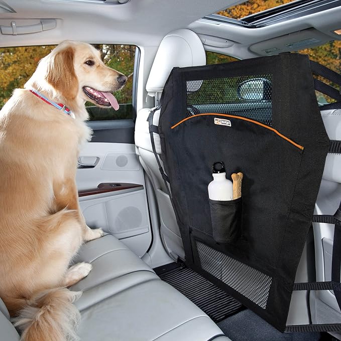 Kurgo Backseat Barrier | Blocks Front Seat Pet Access to Reduce Distracted Driving, Mesh Opening, Easy Installation, Storage Pockets, Universal Fit - Image 2