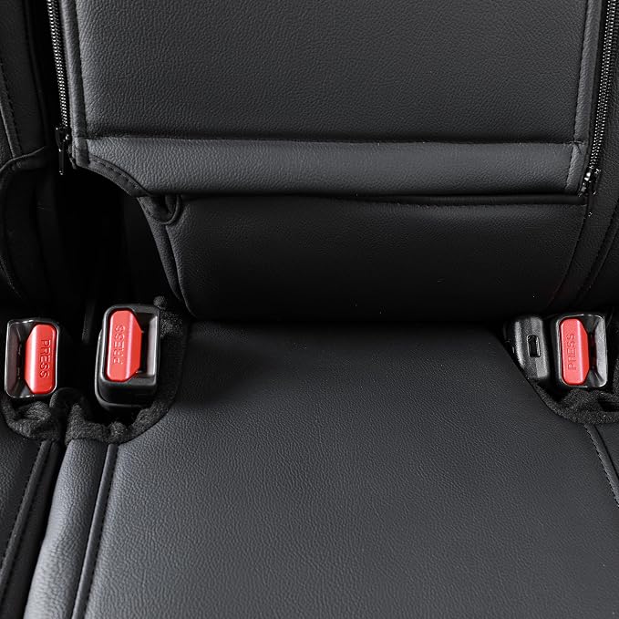 EKR Civic Seat Covers Custom Fit for Honda Civic (Hatchback) 2017 2018 2019 2020 2021 (Rear W/Armrest),Waterproof Leather Car Seat Cover Full Set,Faux Leather(Black/Sand Beige) - Image 4