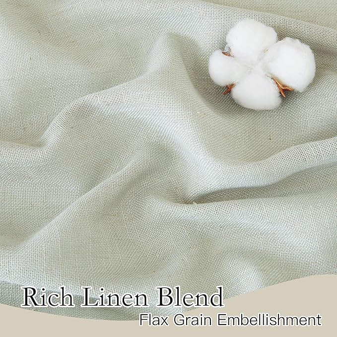 RYB HOME Thick Linen Curtains 102 inches Long for Living Room | Wrinkle Resistant, Semi Translucent, Vertical Boho, Linen Burlap, for Kids Room Home Office, Sage Green, W52 x L102, 2 Panels - Image 3