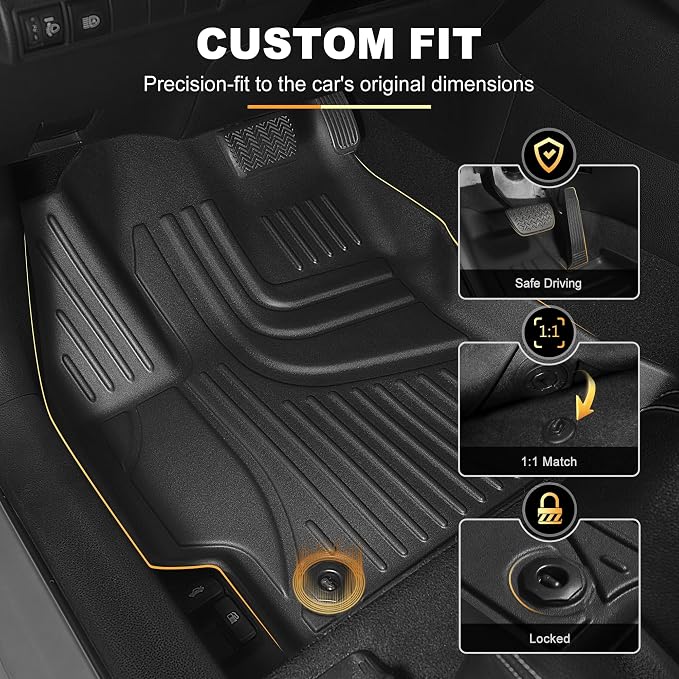 AOMSAZTO Floor Mats for Toyota Prius 2010-2015 (Not for Plug-in, V or C) | Custom Fit Floor Liners & Cargo Liner All-weather Easy to Clean Heavy Duty Waterproof Trunk Mat - Image 4