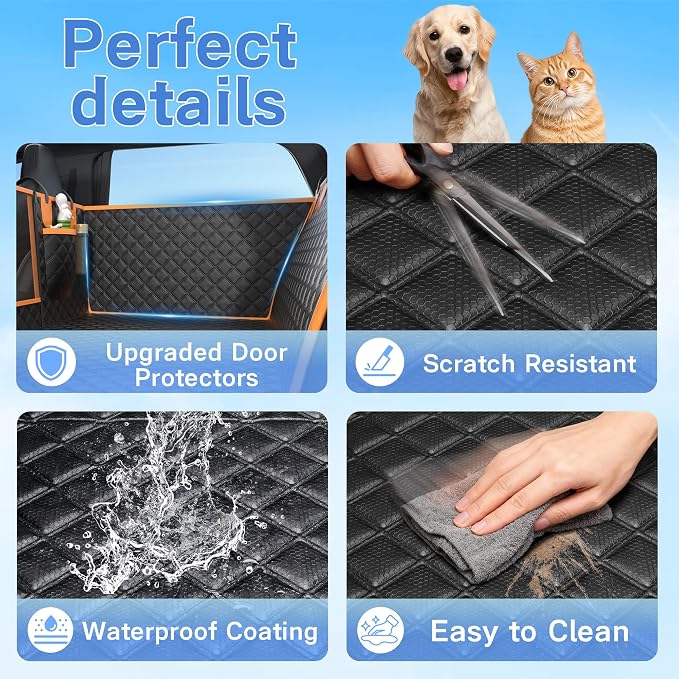 Dog Seat Cover for Back Seat, Hard Bottom Back Seat Extender, 100% Waterproof & Machine Washable, 600D Heavy Duty, Supports 400lbs for Travel & Camping, Dog Back Seat Pet Cover for Cars - Image 4