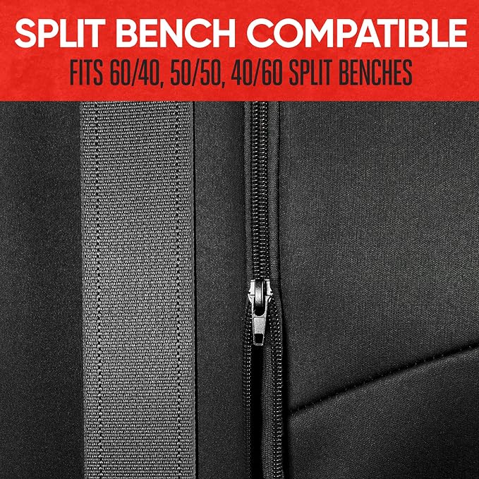 Motor Trend Neoprene Waterproof Seat Covers for Cars, Trucks, & SUV – Black & Beige Automotive Interior Protectors - Rear Split Bench Protector for Kids Dogs & Pets – Forros para Asientos de Carro - Image 5