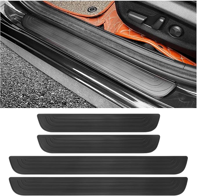 4PCS Car Door Sill Protector,Anti-Scratch Rubber Car Door Protector Edge Guards for Door Steps,Universal Waterproof Door Threshold Strips Exterior Accessories for Car Truck SUV (Black, Width 2.36") by Unknown