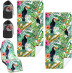 1 Pack Car Seat Towel Cover with Storage Bag, Tropical Toucan Style | 63 x 32 in Car Towel Seat Cover Non Slip Waterproof, Gym Workout Swimming Running, Machine Washable Sweat Absorbent Protector by Hahafelt