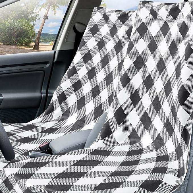 Hahafelt 2 Pack Car Seat Towel Cover with Storage Bag, Retro Plaid | 63 x 32 in Car Towel Seat Cover Non Slip Waterproof, Gym Workout Swimming Running, Machine Washable Sweat Absorbent Protector - Image 5