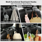 Car Seat Headrest Hook Heavy Duty 55lb Metal Hanger with Leather for Bags | Universal Vehicle Seat Back Organizer, Ergonomic Design, Hang Groceries Handbag Backpack Water Bottle, 2 Pack Gray - Image 2