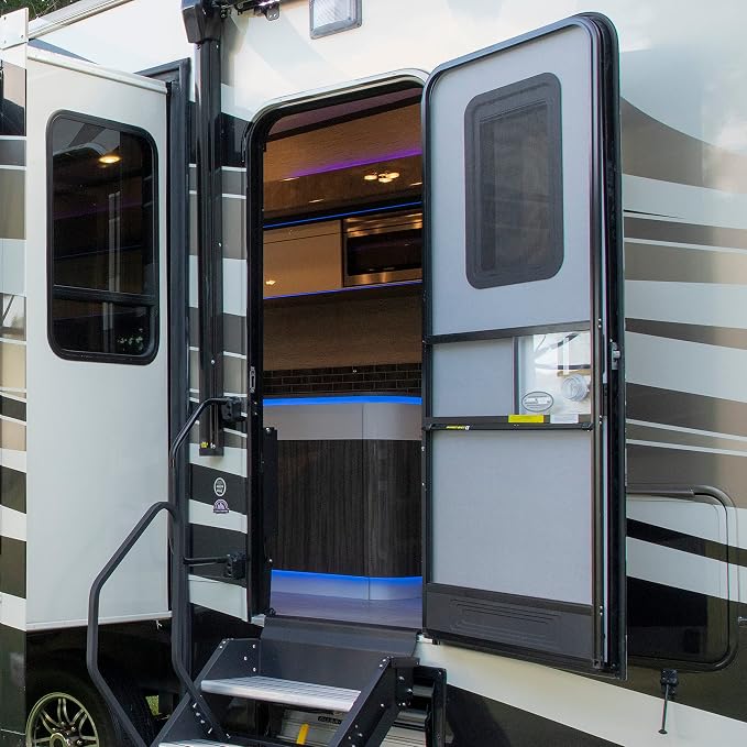 Lippert 28" Screen Defender RV Entry Door Protector Kit with Black Powder-Coated Aluminum for Pet Protection on Travel Trailers, 5th Wheel Campers and Motorhomes - 859793 | Powder-coated solid aluminum, keeps pets inside and shields the entry screen, 2... - Image 8