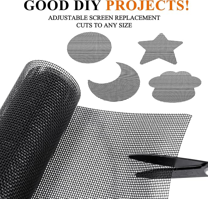 MAGZO Pet Proof Window&Door Screen Roll, 36" W x 100', Black | Vinyl Coated Polyester Dog Cat Resistant Heavy Duty, Mesh Net Netting Curtain Wire Replacement Repair for Patio/Porch/Sliding - Image 5