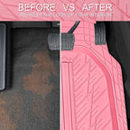 CAR PASS DeepDish Pink Floor Mats for Cars Full Set,Heavy Duty Rubber Car Mats 3-Piece,Universal Waterproof Trim-to Fit Automotive Floor Mats for Truck Van SUV, Durable All-Weather Car Mats (Pink) - Image 6