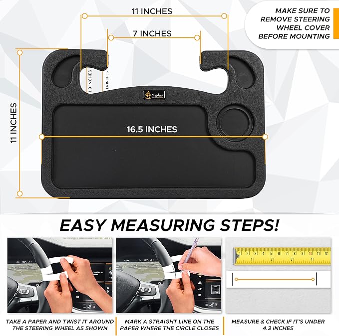EcoNour Car Tray for Laptop Mount with Pen Holder | Food Tray for Eating with Drinks Holder | Car Tray for Laptop Mount with Pen Holder | Food Tray for Eating with Drinks Holder | Multipurpose Travel Car Accessories - Image 5