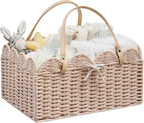 Angelhood Paper Rope Diaper Caddy, Scalloped Baskets with Removable Divider | Woven Floral Baby Diaper Organizer for Changing Table,Baby Shower Gifts,Portable Car Organizer for Diapers by Angelhood