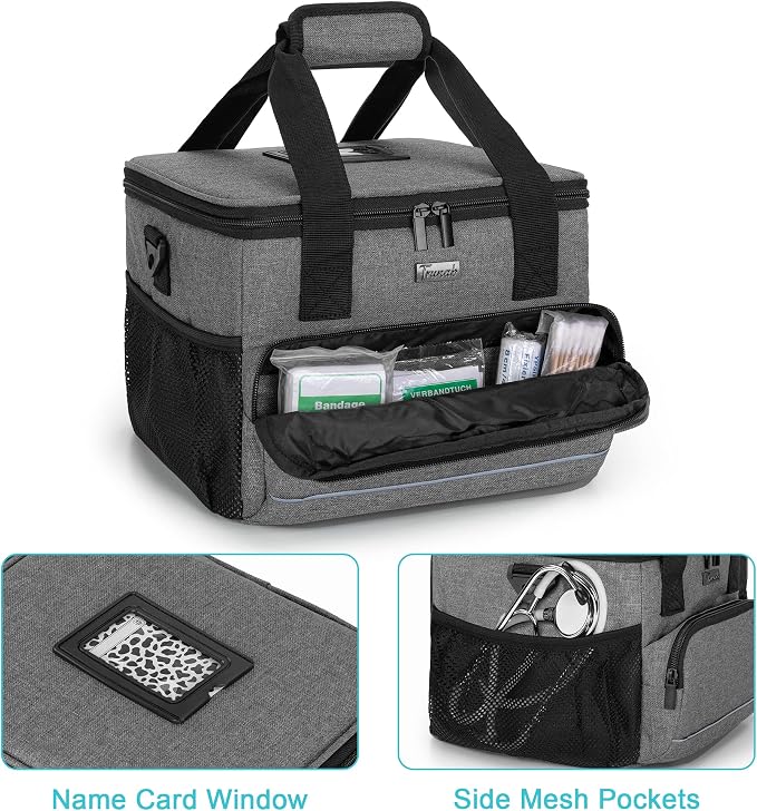 Trunab Insulated Medical Bag with Dividers, Medicine Pouch,Grey | Empty Bag for Custom Setup, Ideal for Home, Travel and Camping - Image 4