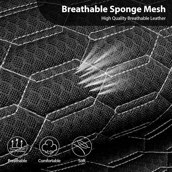 CAR PASS 3D Foam Mesh Leather Car Seat Covers Front Seats, Air Cool Mesh Front Seat Covers for Car, Universal Fit for SUV Truck Sedan Automotive, Armrest Airbag Compatible, Black and Gray - Image 5