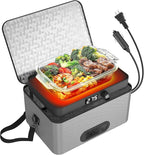 Portable Oven, 12V 24V 110V-240V Car Food Warmer Portable Personal Mini Oven Electric Heated Lunch Box for Meals Reheating & Raw Food Cooking for Road Trip/Camping/Picnic/Family Gathering(Gray) by ROTTOGOON