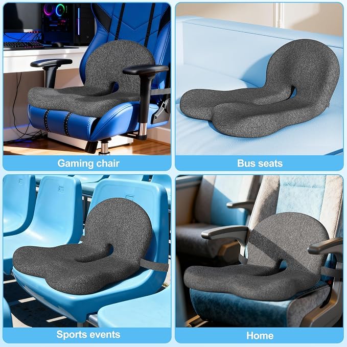 Truck Driver Seat Cushion, Memory Foam L-Shaped Ergonomic Cushion for Office Chairs, Comfort & Support for Long Sitting - Image 9