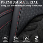 Coverado Seat Covers Full Set, Seat Covers for Cars, Car Seat Covers Winter, Breathable Faux Leather Car Seat Protector Car Seat Cushion, Black Car Seat Covers Universal Fit for Most Cars SUVs Trucks - Image 6