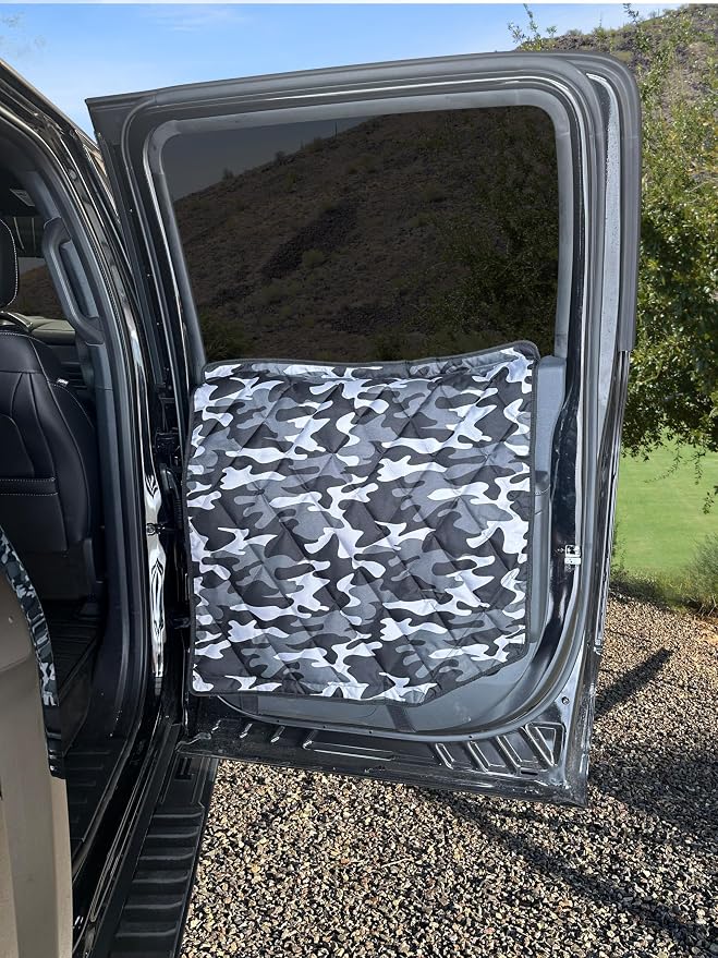 4Knines Heavy-Duty Car Door Protector for Dogs, Waterproof XL Camo | 28"W x 30"L; set of two door guards with top and bottom attachment points for secure fit; installs in 60 seconds. by 4Knines