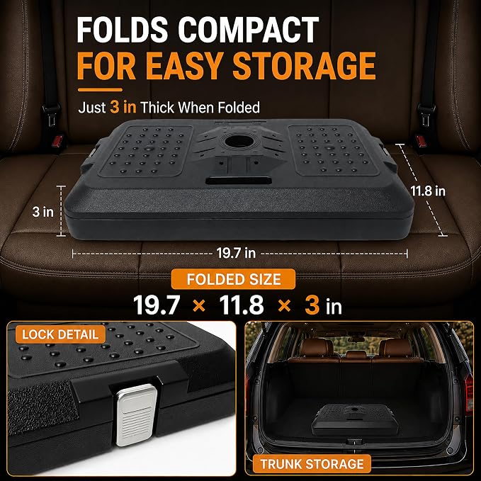 Adjustable Car Seat Tray Table with Orange Desk Mat, Foldable Car Desk | Back-seat travel tray with a cup holder, phone slot, and storage groove for laptops, meals, and everyday use on the road. - Image 3