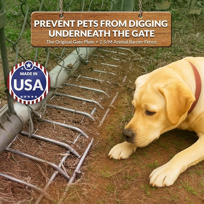 Dig Defence Original Gate Plate, 2 Pack with 2 Sm/Md Animal Barrier | Made in USA, Ideal Gift for Pet Lovers, Dog Digging Deterrent, Underground Gap Filler for Dogs or Rabbits - Image 4