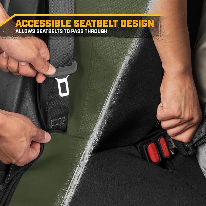 CAT Flexfit Green Rear Seat Cover for Cars, SUVs & Mid-Size Pickup Trucks - Durable 60/40 Split Rear Bench Seat Protector, Back Seat Cover, Interior Auto Accessory, Not for Full-Size Pickup Trucks - Image 6