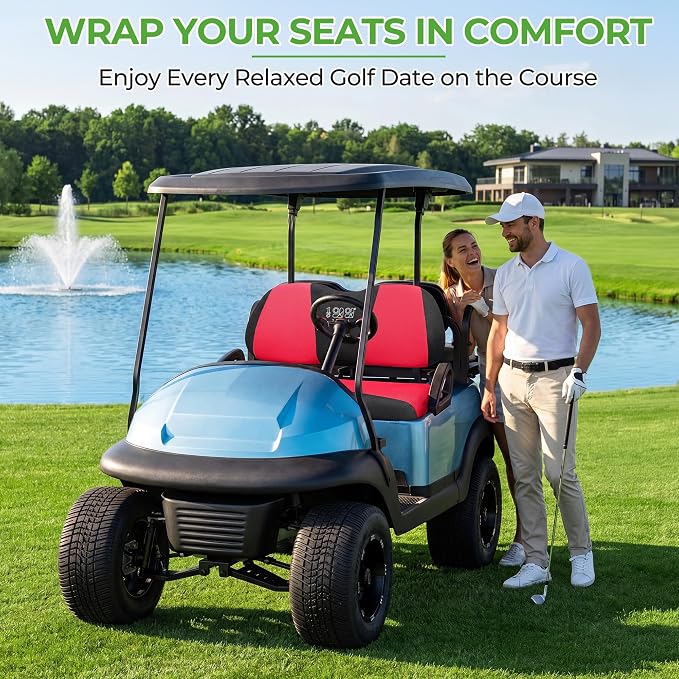 10L0L Golf Cart Seat Covers for Yamaha EZGO Club Car Seat Towel Cushion | Breathable Mesh All-Season Front/Rear Seat Blanket, UV Resistant, Cool Comfort, Machine Washable, Easy On, Great Golf Gift - Image 5