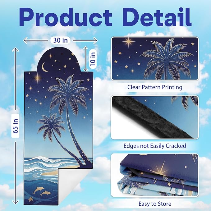 2 Pack Car Seat Towel Covers, Sweat-Proof Microfiber Seat Protectors for Gym, Running, Beach & Workout, Breathable Quick-Dry, Machine Washable, Starry Palm Sea Print, Universal Fit - Image 2