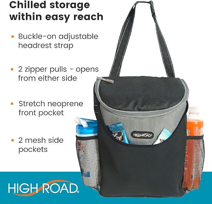 High Road Car Seat Cooler for Car - Soft Car Cooler with 2 Bottle Holders | Space Saving Portable Cooler Bag Hangs From Car, SUV, Van and Truck Headrests - Won't Take Seat or Trunk Space - Image 6