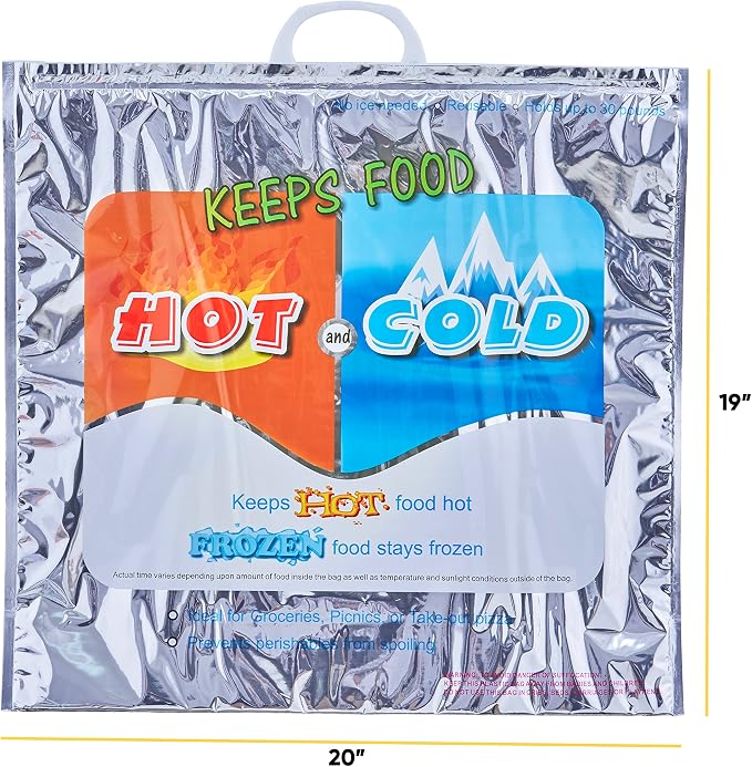Superio Hot and Cold Insulated Bags for Food Delivery, Grocery Shopping Bags, Food Storage for Hot and Frozen Food for Travel, Disposable Cooler Bag, Reinforced Thermal Lunch Bag (12, 20" x 19") - Image 2
