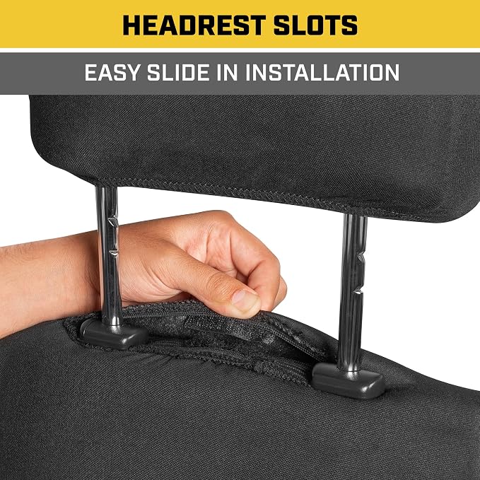 CAT Black & Gray Car Seat Covers Full Set - Front Seat Covers & Rear Bench Seat Cover - Airbag Compatible, 60/40 Split Bench for Mid-Size Trucks & SUVs - Automotive Interior Seat Accessories - Image 5