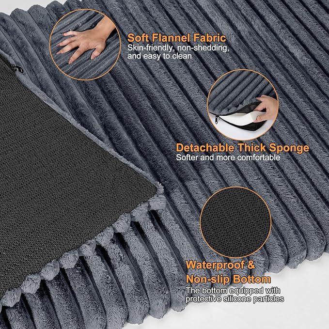 FURTIME Backseat Pet Bed Mat, Non-Slip Washable Dog Bed for Car Back Seat | Travel Pet Mat with Removable Cover, Dog Seat Covers Protector Fit for Backseat Extenders and Trucks SUVs, 54"x 24.8", Grey - Image 3