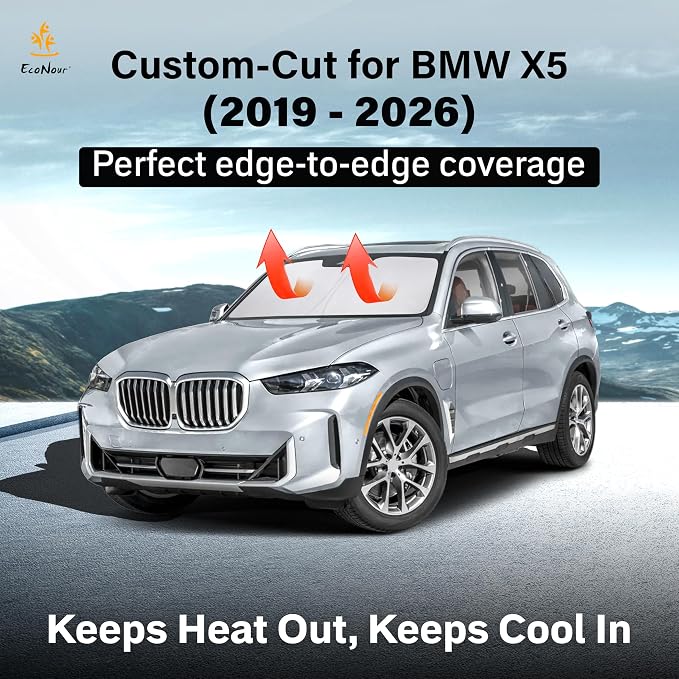 EcoNour Windshield Sunshade Compatible for BMW X5 2019-2024 2025 2026 | Sun Visor for Front Windshield & Window Sun Shade Cover, UV Heat Blocker & Protector, Car Accessories - Image 2