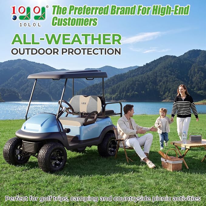10L0L Golf Cart Seat Covers for Yamaha EZGO Club Car Seat Towel Cushion | Breathable Mesh All-Season Front/Rear Seat Blanket, UV Resistant, Cool Comfort, Machine Washable, Easy On, Great Golf Gift - Image 2