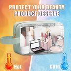 Kacctyen Insulated Makeup Bag for Car Women Cosmetics Bag Heat-resistant Travel Makeup Organizer Waterproof Skincare Case from Melting Freezing Winter Valentines Gift for Women(Medium,Portable,Green) - Image 4
