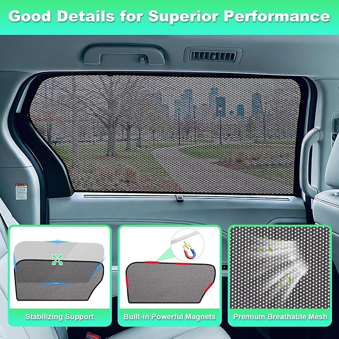 Sienna Window Shades 2021-2025, Rear Side Mesh, 2PCS | Custom Fit Window Shades, Breathable Mesh Blocks UV Rays, Reduces Heat & Glare, Creates Comfort for Babies & Rear Passengers - Image 7