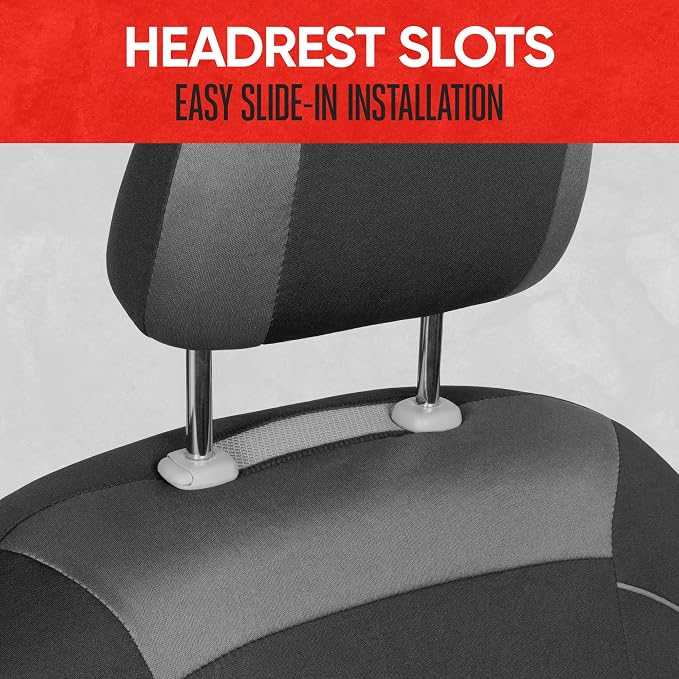 Motor Trend Black Cloth Car Seat Covers for Front Seats – Premium Automotive Bucket Seat Covers, Made for Vehicles with Removable Headrests, Interior Covers for Car Truck Van SUV Seat Protector - Image 4