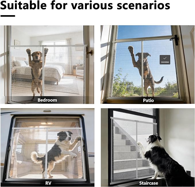 Guardian Steel Pet Grille Screen Door Protector for Dogs Pets Cats Scratch Protector Replacement (White, 48 inch) Screen Door Guard Pet Proof Rv Screen Door Grill Guards - Image 5
