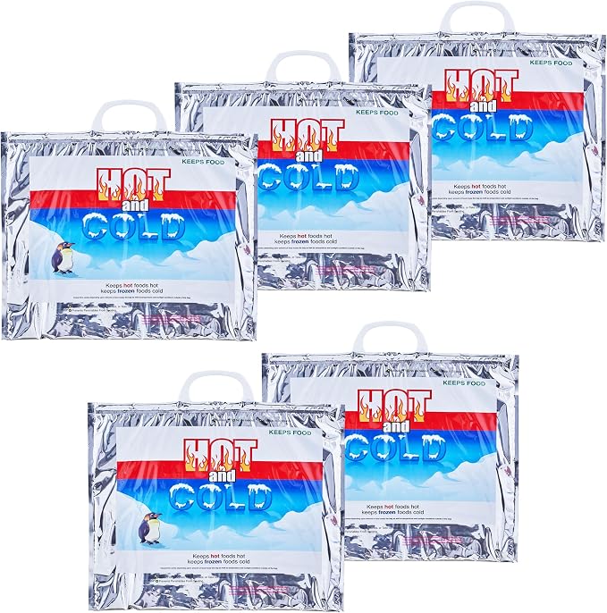 Superio Hot and Cold Insulated Bags for Food Delivery, Grocery Shopping Bags, Food Storage for Hot and Frozen Food for Travel, Disposable Cooler Bag, Reinforced Thermal Lunch Bag (5, 15.5"x13") by Superio