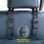4-Pack Car Headrest Hooks, 40lb Load, Adjustable Car Hooks | Fits most headrest bars, Holds backpacks, umbrellas, water bottles, coats, purses, handbags, groceries, Black - Image 6