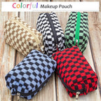 Checkered Makeup Bag for Purse, Small Travel Cosmetic Pouch,Red Black | Cute Zipper Makeup Organizer for Women, Travel Essentials, Toiletries, Makeup Brushes, Beauty Accessories&Bridesmaid Gifts - Image 5