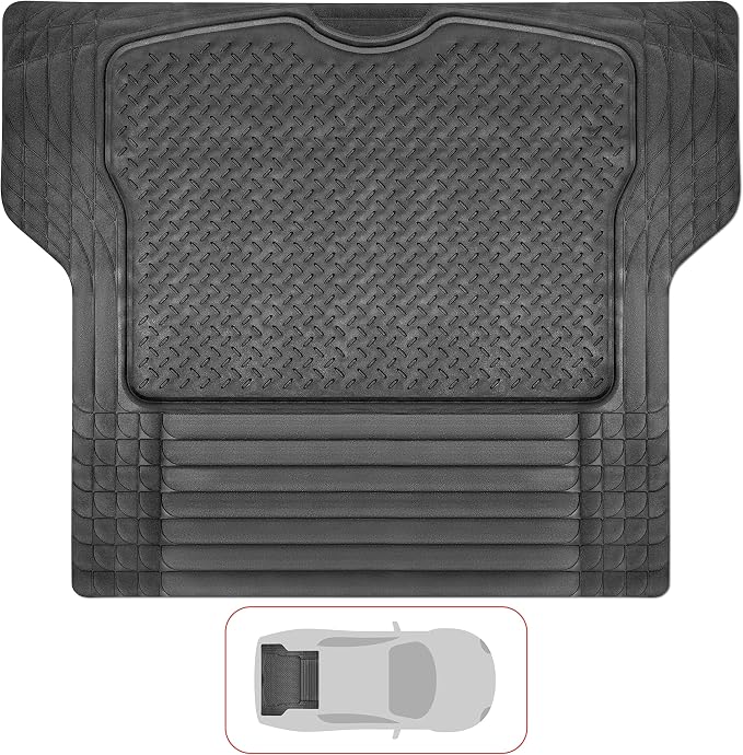 VaygWay Heavy Duty Cargo Liner Trunk Floor Mat – All Weather Trunk Protection Floor Mat - Black Rubber Trimmable Durable Cargo Auto Mat – Universal Fit Car SUV Truck Auto by VaygWay