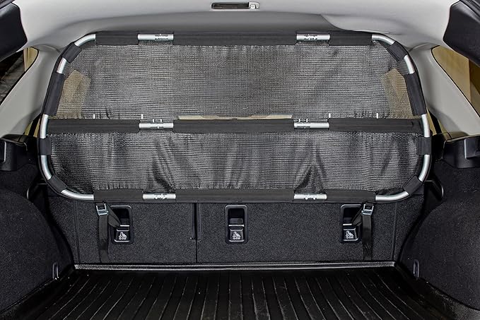 Bushwhacker Cargo Area Dog Barrier for CUV & Mid-Sized SUV 46" Wide Hatchback Pet Divider Crossover Vehicle Car Net Mesh Travel Back Seat Barricade Partition Gate Restraint Fence Trunk Shield by Bushwhacker